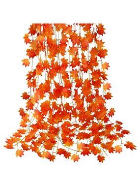 12 Pack Fall Leaf Garland, Hanging Vines Garland Artificial Fall Maple
